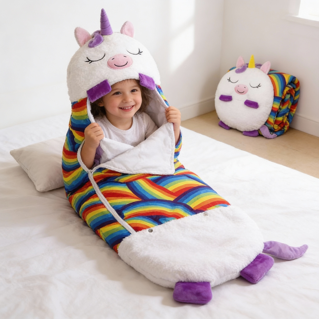 Womens Kids Sleeping Bag Lightweight Hooded Sack - Image 2