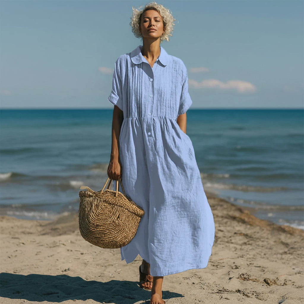 Women's Shirt Dress Casual Maxi Pintuck | Midi - Image 2