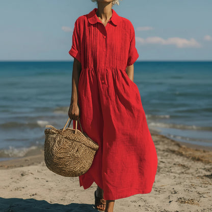 Women's Shirt Dress Casual Maxi Pintuck | Midi - Image 5