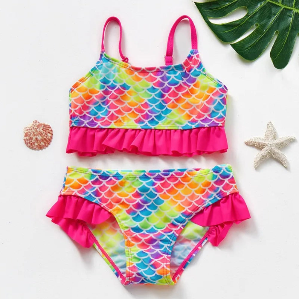 Women's Swimsuit Bikini Set Kids Swimwear Ruffle | Floral - Image 2