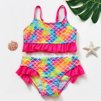 Women's Swimsuit Bikini Set Kids Swimwear Ruffle | Floral - Image 2
