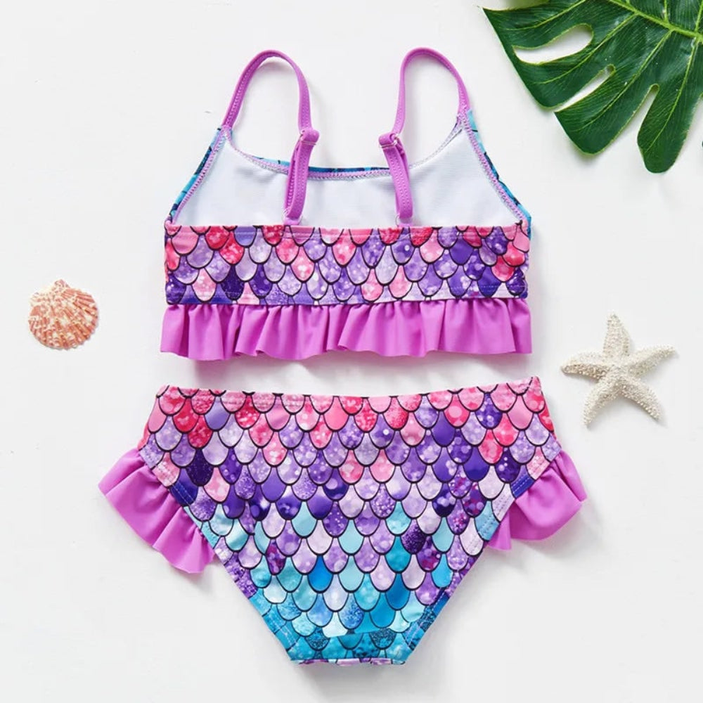 Women's Swimsuit Bikini Set Kids Swimwear Ruffle | Floral - Image 4