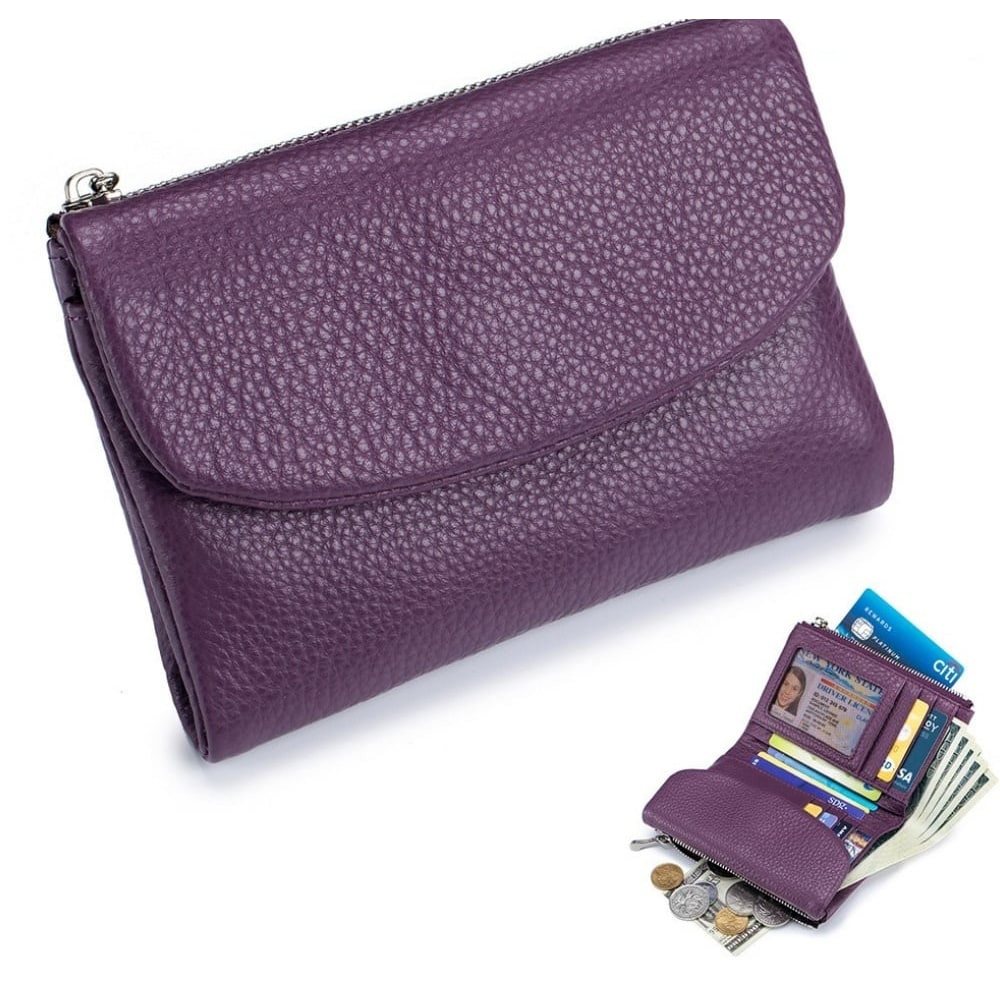Women's Wallet Leather RFID Protection Slim Bifold Coin Pocket - Image 11