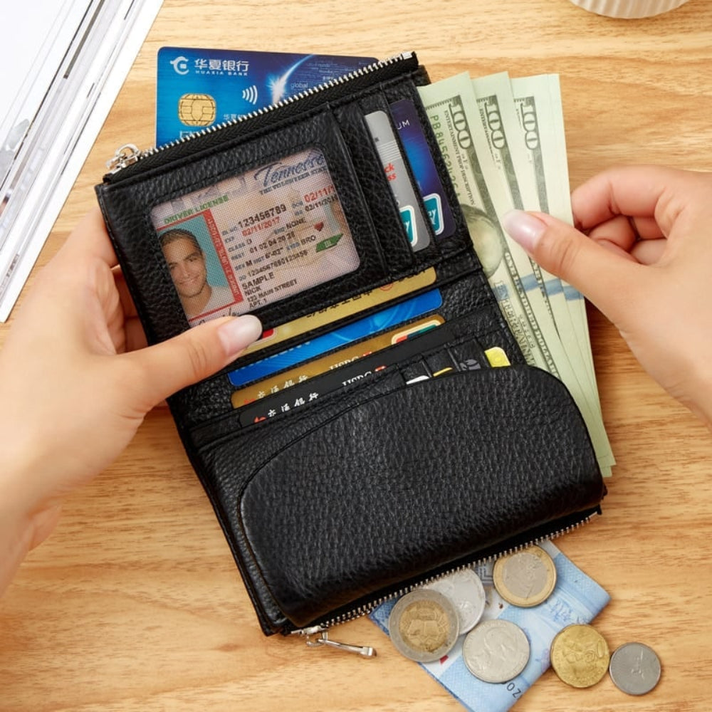 Women's Wallet Leather RFID Protection Slim Bifold Coin Pocket - Image 21