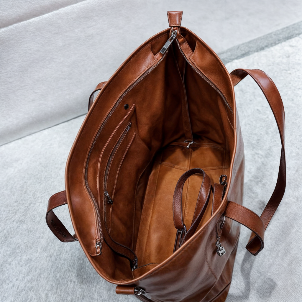 Womens Zippered Tote Bag Handbag Large - Image 8