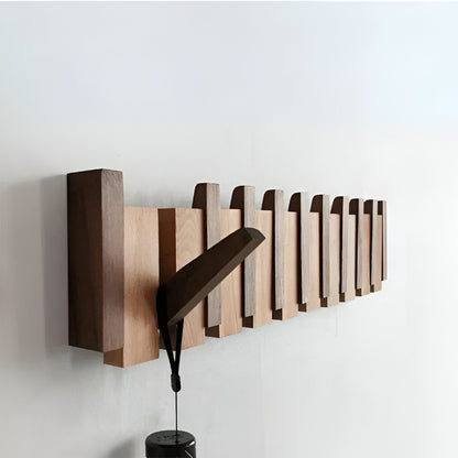Wall Hook Wooden Rack Folding Piano Style Hanging Organizer
