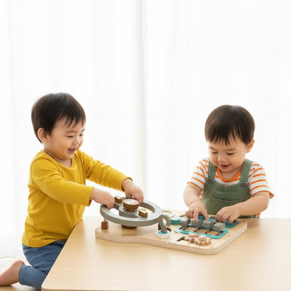 Wooden Steering Wheel Toy Toddlers Imaginative Play Fun - Image 3