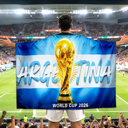 World Cup Argentina Flag Banner Fan Cape Soccer - Image 1