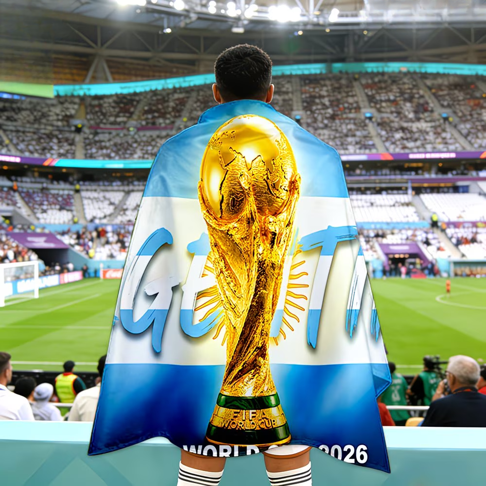World Cup Argentina Flag Banner Fan Cape Soccer - Image 2