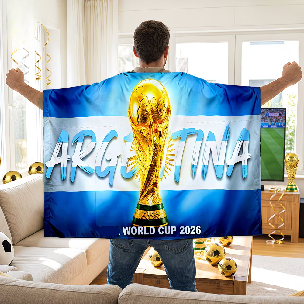 World Cup Argentina Flag Banner Fan Cape Soccer - Image 3