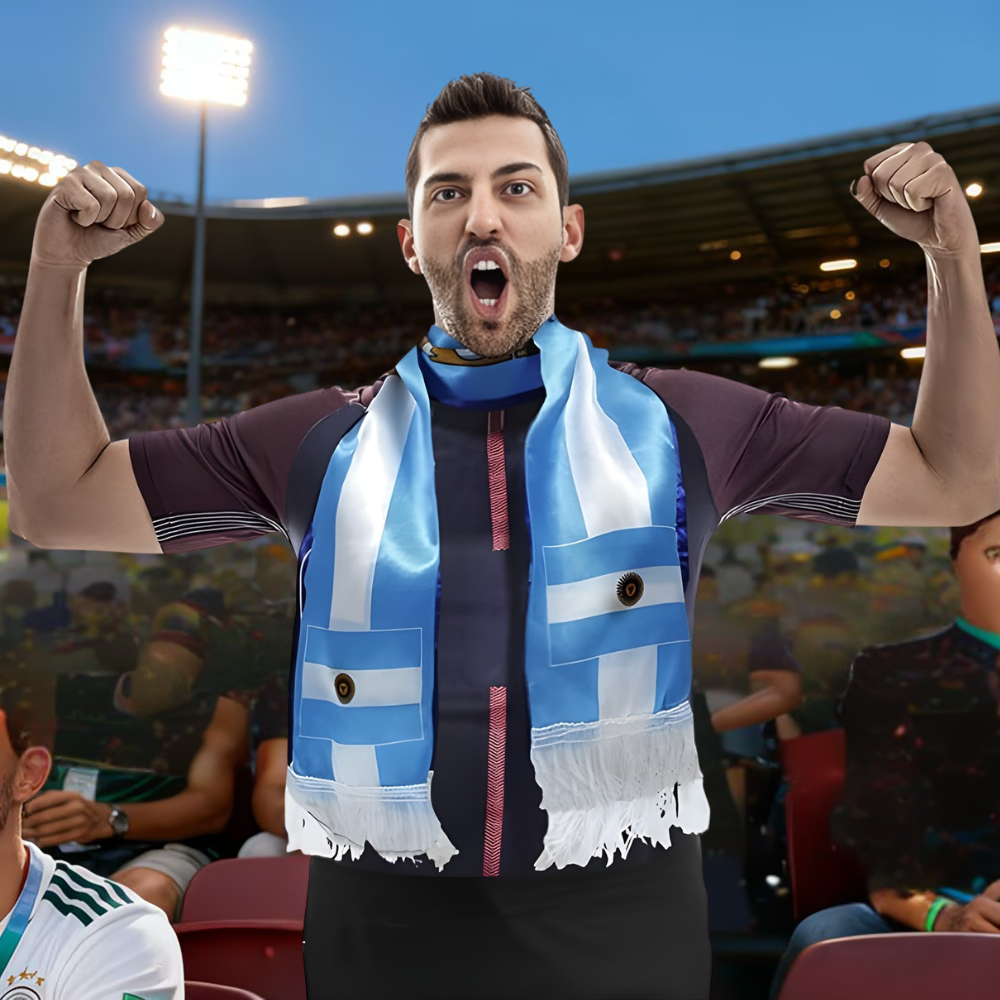World Cup Argentina Flag Soccer Scarf Double Sided Sports Scarf - Image 1