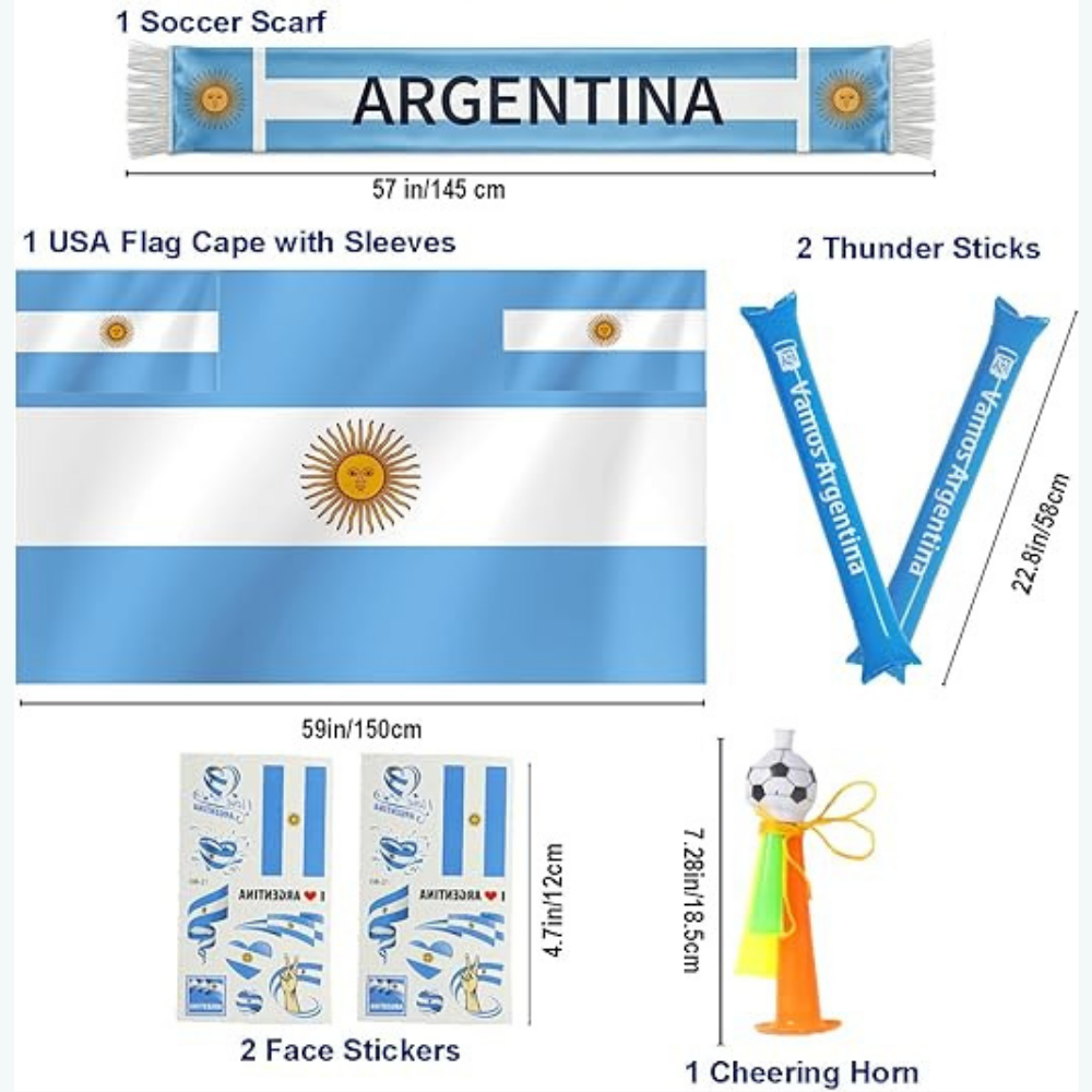 World Cup Argentina Flag Soccer Scarf Thunder Sticks - Image 4