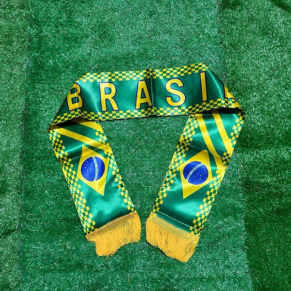 World Cup Brazil Flag Football Scarf Fringe Brazil Scarf - Image 1