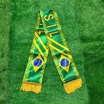 World Cup Brazil Flag Football Scarf Fringe Brazil Scarf - Image 2