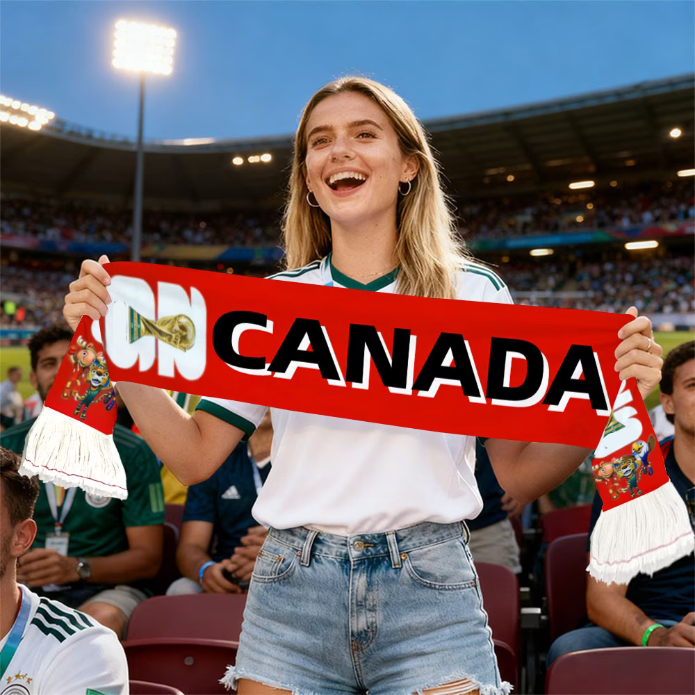 World Cup Canada Flag Fan Scarf Hand Wash Canada Sports - Image 1