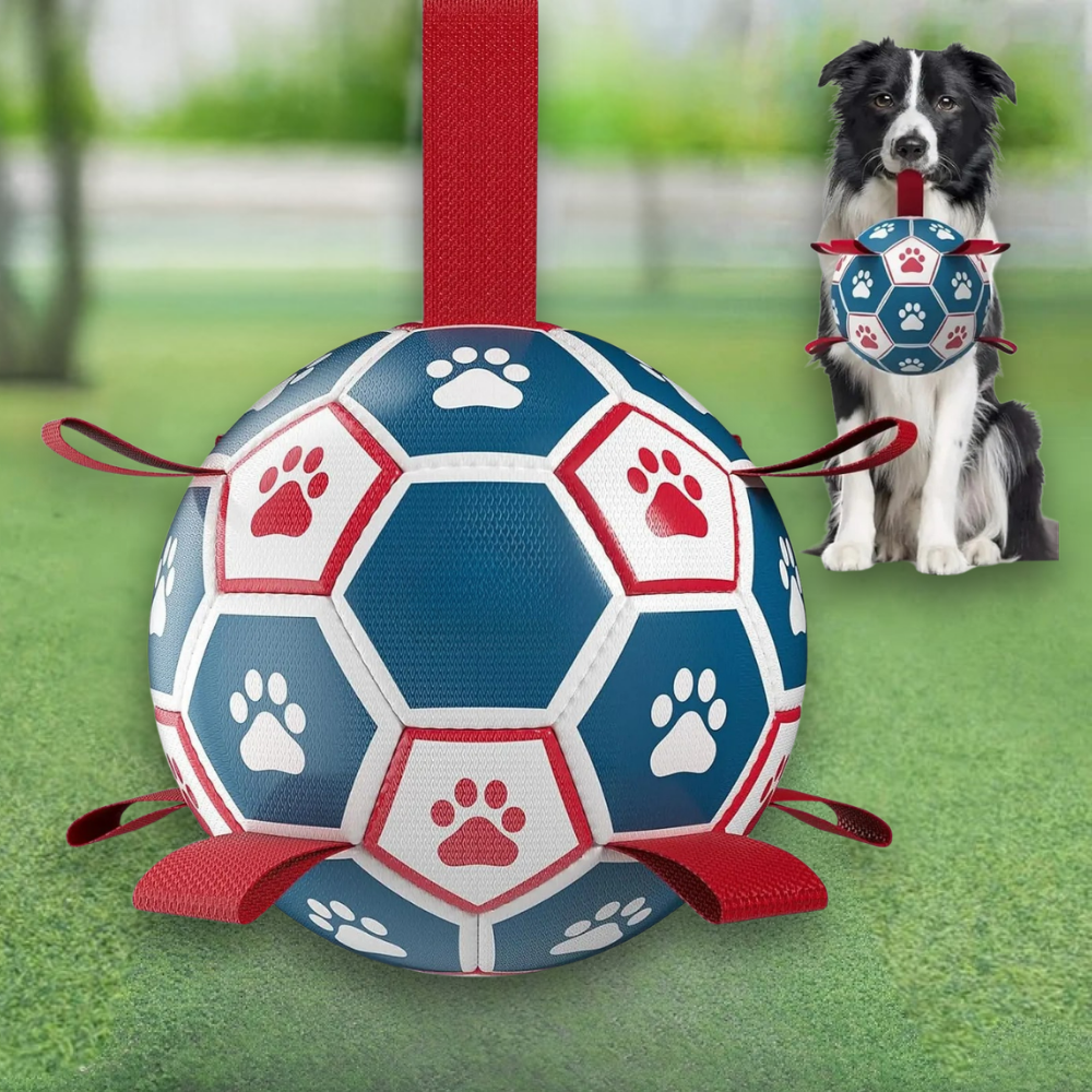 World Cup Interactive Dog Toy Durable Ball Mesh Rope Grip - Image 1