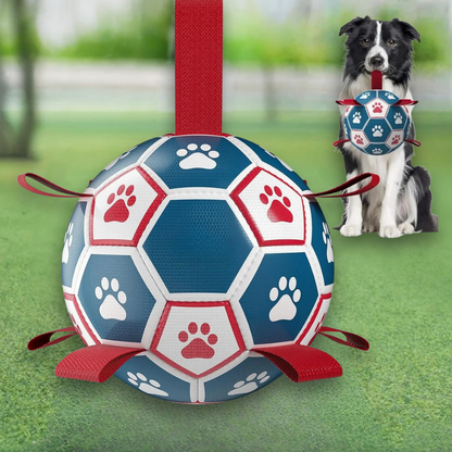World Cup Interactive Dog Toy Durable Ball Mesh Rope Grip - Image 1