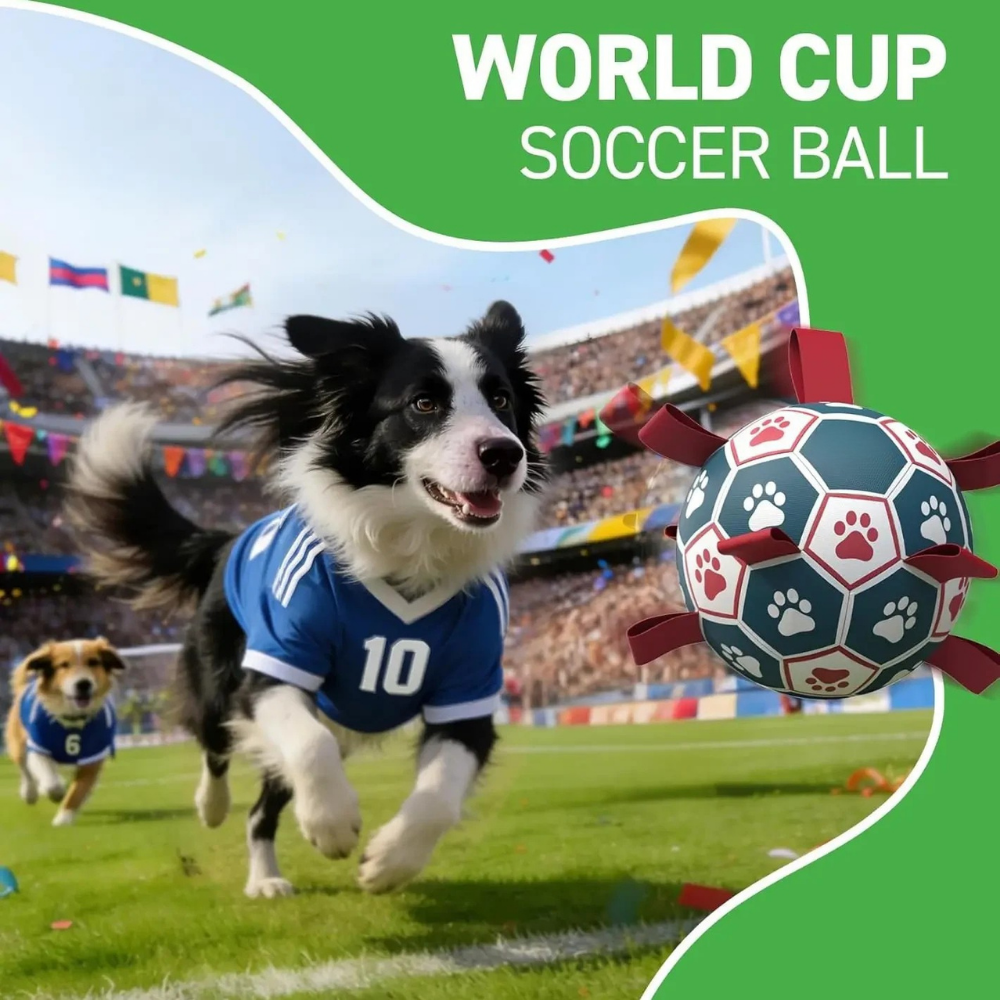 World Cup Interactive Dog Toy Durable Ball Mesh Rope Grip - Image 2